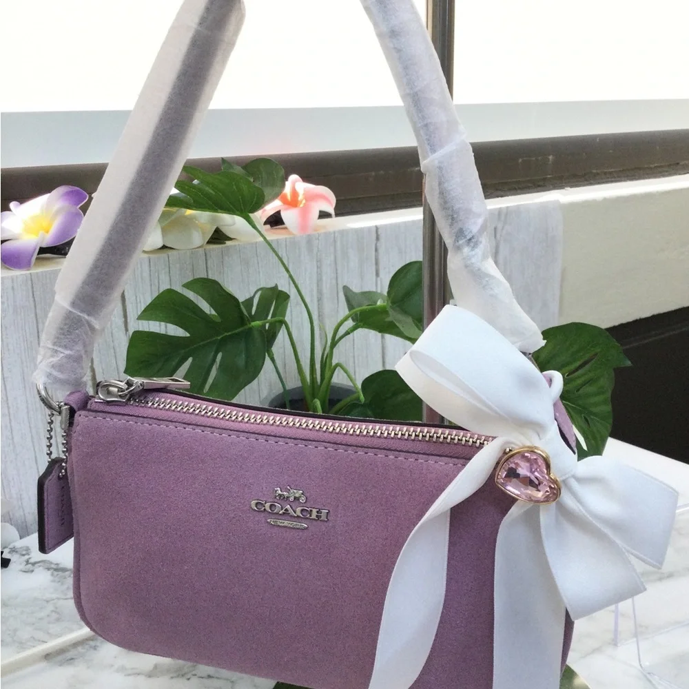 NWT Coach Women's Lilac Suede Shoulder Bag